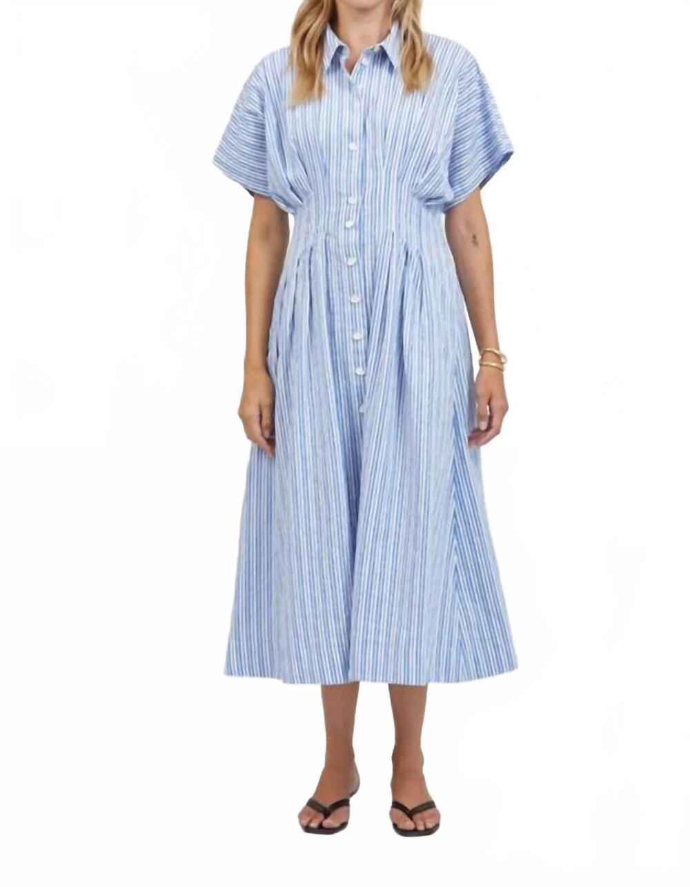 NEW A.REN aster striped shirtdress in light blue